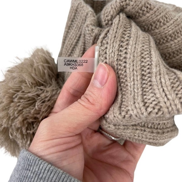 Calvin Klein Tan Knit Pom Pom Beanie - Picture 7 of 9